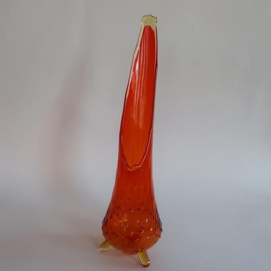 Vintage Swung Art Glass Orange Vase L size/ミッドセンチュリー